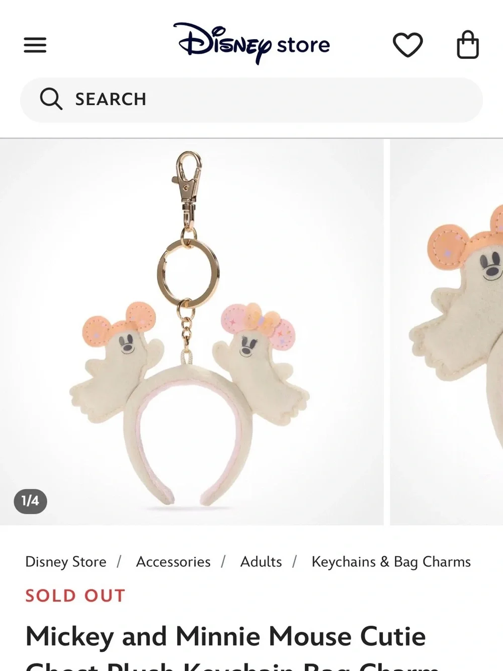 Disney Plush Headband Keychain Charm - Pink & Peach